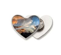 dark blue colorful clouds Heart Metal Pin Brooch Clip Love