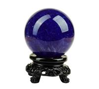 Dark Blue Crystal Ball with Wooden Stand, Natural Crystal Sphere Balls Decorative Blue Quartz Healing Ball Gemstone Crystal Raw Stone Polished Living Room Bedroom Home Decor Ornaments,6CM/2.3inch