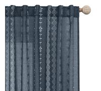 Dark Blue Curtains for Boys Bedroom,Moroccan Boho Vintage Printed Coastal Curtains for Bathroom Window Living Room 63 Inch Length