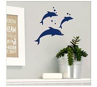 Dark Blue Dolphin Vinyl Transfer Decals, Ocean Decor, Bathroom Wall Sticker