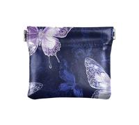 Dark Blue Dreamy Shining Butterfly Women's Leather Coin Purses Pouches Convenient Travel Accessories for Girls Ladies Handbag, dark blue dreamy shining butterfly, Decoration