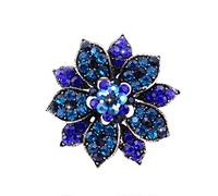 Dark Blue Floral Brooch and Pin Charming Glamour Awesome Accessory Lapel Pin