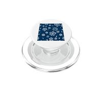 Dark Blue Floral Lineart Minimal Flowers PopSockets PopGrip for MagSafe