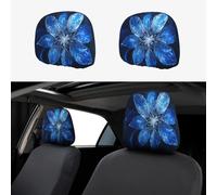 Dark Blue Flower Shadows Head Rest Cover Car Accessories, 2 Pcs Car Seat Headrest Cover, Washable Headrest Protector Universal Fit To All Car Suvs Truck Van Vehicles Auto