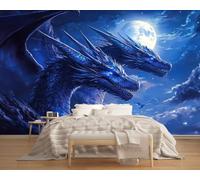 Dark Blue Full Moon Monster Wallpaper 130x80cm Abstract 3D Pattern Wallpaper Murals,for Living Room Not Self Adhesive Wall Paper Large Mural & Room Decor