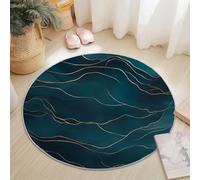 Dark Blue Gold Flannel Round Rug, Texture Lines Simple Pattern, Super Soft Machine Washable Not Easy to Fade Rug, 180 cm Non-Slip Round Carpet for Living Room Kids Room Dining Room Decor