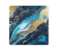 Dark Blue Gold Marble Camera Wrap Cloth, Squares Magic Self-Adhesive Cloth for Lens Camera Anti-Scratch Lens Protector Makeup Wrap Cloth Bag 17.7" x 17.7"