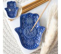 Dark Blue Hamsa Hand Incense Holder & Trinket Dish - Protective Energy Decor