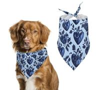 Dark Blue Heart Pattern Funny Dog Bandanas Puppy Triangle Scarf Washable Bib for Small Medium Large Pet