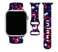 Dark Blue Independence Day Watch Band 42mm IWatch Bands 44mm Womens Compatible With Apple Watch 45/49mm, Rubber Wristbands Silicone Straps Adjustable Series 10 9 8 SE Ultra Replacements For Adults Men