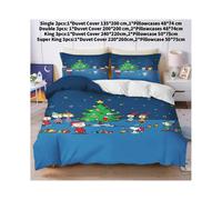 (Dark Blue, King(240x220cm)) Snoopy Bedroom Anime Duvet Set Bedding Cover Polyester Decorations Christmas