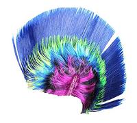 Dark Blue Ladies Mens Multi Coloured Unisex Mohawk Mohican Wig Rainbow Punk Rocker Festival Concert Fancy Dress