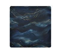 Dark Blue Marble Camera Wrap Cloth, Squares Magic Self-Adhesive Cloth for Lens Camera Anti-Scratch Lens Protector Makeup Wrap Cloth Bag 13.8" x 13.8"