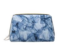 Dark Blue Marble Leather Hand-Held Zipper Makeup Bag Pen Case Stationery Box Lipstick Pouch Toiletry Bag