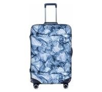 Dark Blue Marble Suitcase Cover Elastic Washable Luggage Cover Scratch Protector Multiple Sizes, White, Medium