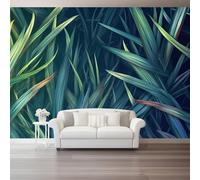 Dark Blue Non-Woven Photo Wallpaper 200 x 140 cm（WxH, Digital Painting Ferns Patterned Mural Wallpaper - Wall Mural for Living Room Bedroom Nursery Lounge Office Decoration