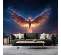Dark Blue Non-Woven Photo Wallpaper, Fantasy Vibrant Animals Phoenix Premium Mural Wallpaper - Wall Mural for Bedroom Living Room Decoration Poster 157 x 110 inch (W x H)
