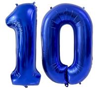 Dark Blue Number 10 Balloons, 40 Inch Blue 10 Balloon, Navy Blue Large Foil Number Balloons, Birthday Wedding Anniversary Baby Show Party Decoration