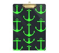 Dark Blue Ocean Pattern Neon Green A4 clipboard Set Acrylic Cute for Nursing Student Trade Quest Gold 9 x 12 in