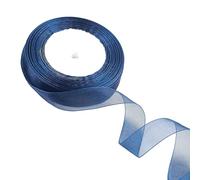 Dark Blue Organza Ribbon - 20mm x 45M, Thick Ribbon for Gift Wrap, Hair Bows, Christmas, Wedding, DIY Crafts & More