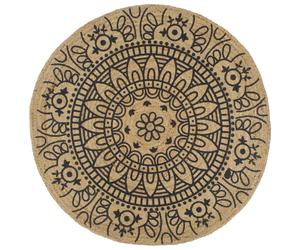 (dark blue pattern, 120 cm) vidaXL Handmade Rug Jute with White Print Floor Carpet Area Rug Floor Mat