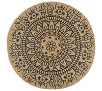 (dark blue pattern, 90 cm) vidaXL Handmade Rug Jute with White Print Floor Carpet Area Rug Floor Mat