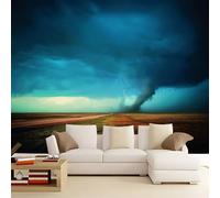 Dark Blue Photo Wallpaper Murals 350 x 256 cm, Modern Times Dark Clouds Lightning Fields 3D Non Woven Fabric Wall Mural for Bedroom Living Room Walls Decor, TV Background Sofa Wall Sticker