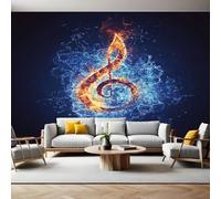 Dark Blue Photo Wallpaper Music Rock Notes Wall Murals for Living Room Bedrooms Office Tv Background Wall Large Mural Poster 300 x 210 cm Home Decoration