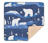 Dark Blue Polar Bear Cartoon Large Sturdy Baby Playmat for Indoor Outdoor Comfortable Baby Kick Crawling Mat for Baby Toddler Infant, 50'' x 50''
