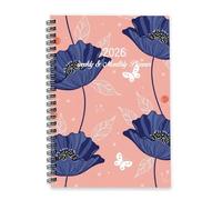 Dark Blue Poppies 2026 Notebook A5 To Do List Personal Organiser Mums Diary 2026 Planner Journal for Holiday Week To View Monthly Year Diary Planner with Dotted Line Note Page Slim