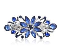 Dark Blue Rhinestone Hair Clips Flower Luxury Hairs Jewelry Accessories, Fancy Hair Barrette Clip for Wedding and Women, Gorgeous Crystal Floral Hairs Jewelry for Girls Mom Bridal