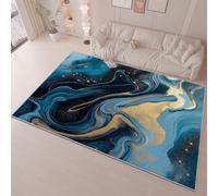Dark Blue Rug Washable Non Slip Soft Home Decor, Abstract Artistic Marble Lines Printing Carpet for Kitchen Dining Room Kids Playroom, 160 x 230 cm Short Lint Floor Mat for Girls Boys Bedroom