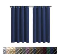 Dark Blue Satin Blackout Curtains 2 Pieces 170x80 cm 100% Polyester Modern Living Room Drapes Perfect for Home Decoration Light Blocking Elegant Design.