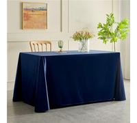 Dark Blue Satin Tablecloth Washable Sateen Table Protector for Weddings Hotels Banquets & Parties (180x260cm) Cet Decor