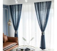 Dark Blue Sheer ain Panel 2Pack Polyester Textured Fabric 138 x 96 cm Ideal for Bedroom Ele Window Treatment Light Filtering Modern Home Decor