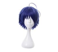 Dark Blue Short Straight Hair Wigs with Bangs Anime Cosplay Wig for Women Female Wigs Synthetic Hair Wig for Halloween Costume Cosplay