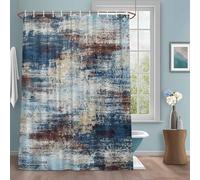 Dark Blue Shower Curtain with 12 Hooks Brown Abstract Smoky Texture Distressed Mottled Ink Art Waterproof Fabric Shower Curtains Sets for Bathroom Bath Decorations, Machine Washable, 72"x84"