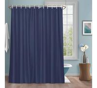 Dark Blue Shower Curtain with 12 Hooks Solid Color Waterproof Fabric Shower Curtains Sets for Bathroom Bath Decorations, Machine Washable, 66"x72"