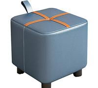 Dark Blue Small FootstoolPadded Footrest with Plastic Legs Sofa Tea Stool & Chan Shoes Bench Portable Step Stool with Handle for Living Room & Bedroom