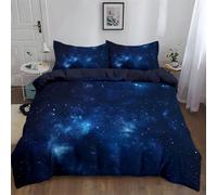 Dark Blue Starry Sky Background Sci-Fi Theme King Duvet Cover Set, Microfiber Bedding Set with Pillowcases, Hypoallergenic Reversible Blue Quilt Cover for Kids Girls Teens Adults (230 x 220 cm)