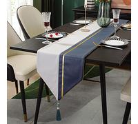 Dark Blue Table Runner 33 x 220 cm - Retro Thick Double Layer Linen Fabric for Coffee Tables Weddings Home Decor Elegant Dining and Party Decorations
