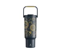 (Dark blue tarot, 40oz) 【Meoky】32oz&40oz Double-mouth Handle Tumbler, Direct Drinking Mouth and Straw Mouth, Replaceable Plastic Handle & Braided Handle,