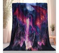 Dark Blue Throw Blanket for Kids Boys Girls, Fantasy Digital Art Dragons Blankets Child Room Decor - Soft Fluffy Warm Blanket For Beds And Sofas Multiple Sizes 220 x 240 cm