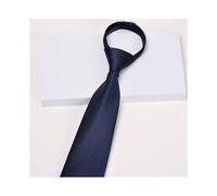 (Dark blue twill zipper Z) Men's tie zipper knot-free classic blue black wine red solid color striped suit formal collar