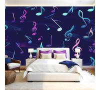 Dark Blue Wall Murals for Living Room Music Notes 3D Print Photo Wallpaper Luxury Design Modern Non-Woven Wall Mural Sofa TV Kids Bedroom Decoration 200 x 140cm