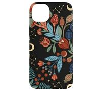 Dark Boho Mushroom Wildflower Moon Indigo Midnight Pattern Case for iPhone 14 Plus