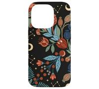 Dark Boho Mushroom Wildflower Moon Indigo Midnight Pattern Case for iPhone 14 Pro