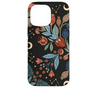 Dark Boho Mushroom Wildflower Moon Indigo Midnight Pattern Case for iPhone 14 Pro Max