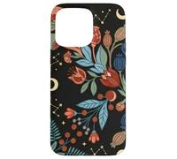 Dark Boho Mushroom Wildflower Moon Indigo Midnight Pattern Case for iPhone 15 Pro Max
