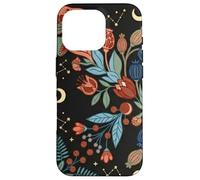 Dark Boho Mushroom Wildflower Moon Indigo Midnight Pattern Case for iPhone 16 Pro